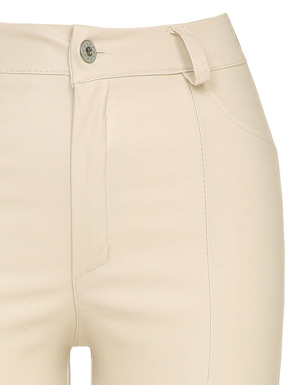 Pantalon 7/8 enduit avec zips aux chevilles - Beige - 3