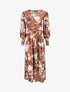 Robe longue à taille empire et imprimé feuilles tropicales - Camel - 1