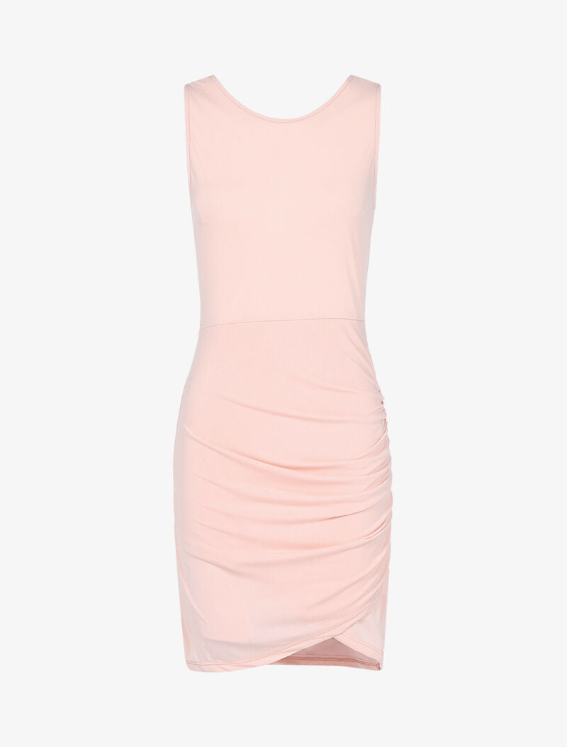 Robe fourreau à bords drapés - rose - 1