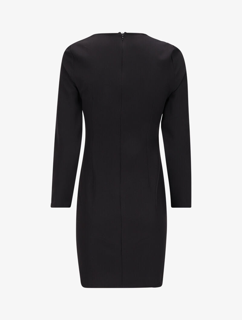 Robe ajustée à col fendu et détail chaîne - Noir - 2
