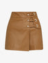 Jupe short en simili à détail lanières - Camel - 4