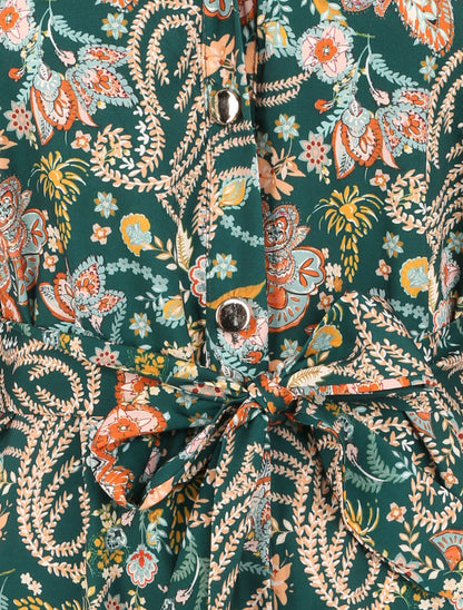 Robe longue à imprimé fleurs sauvages - Vert - 3
