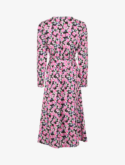 Robe longue à imprimé à fleurs - Noir - 2