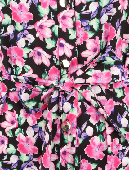 Robe longue à imprimé à fleurs - Noir - 3