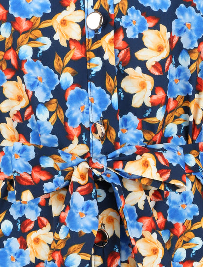 Robe longue à imprimé à fleurs - Bleu marine - 3