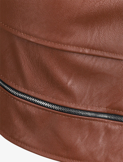 Jupe croisée à bord zippé - Marron - 3