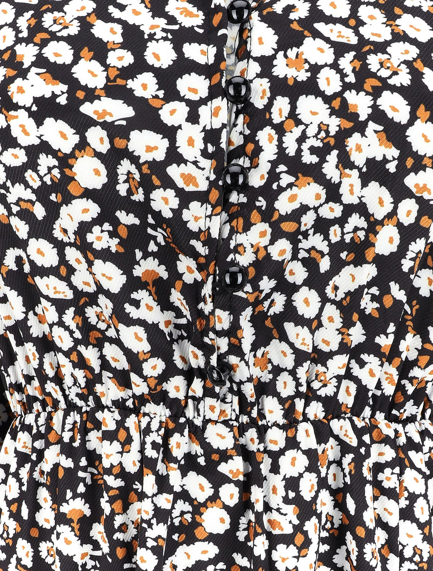 Robe taille empire à imprimé marguerite - Noir - 3