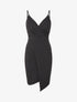 Robe cache-coeur asymétrique à fines bretelles - Noir - 1