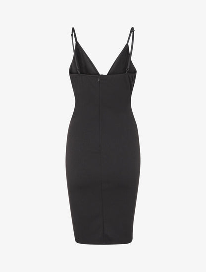 Robe cache-coeur asymétrique à fines bretelles - Noir - 2