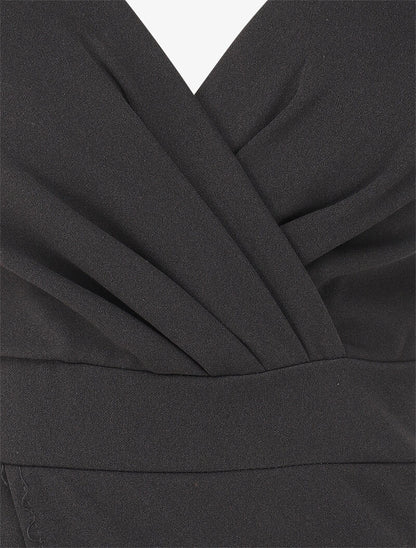 Robe cache-coeur asymétrique à fines bretelles - Noir - 3