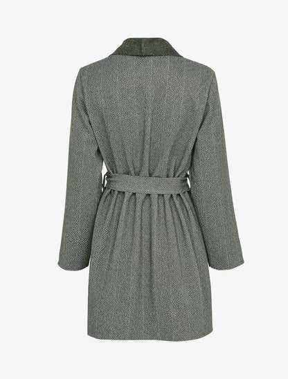 Manteau mi-long imprimé chevron - Noir - 2