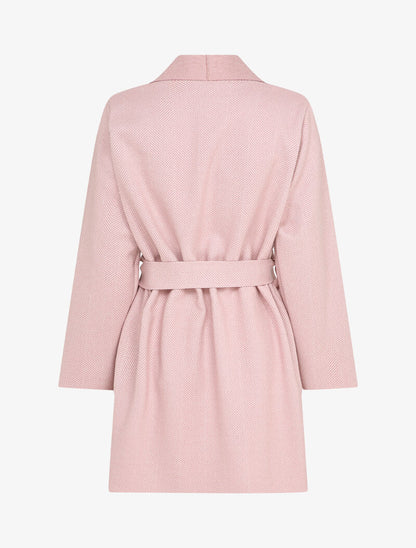 Manteau mi-long imprimé chevron - Rose - 2
