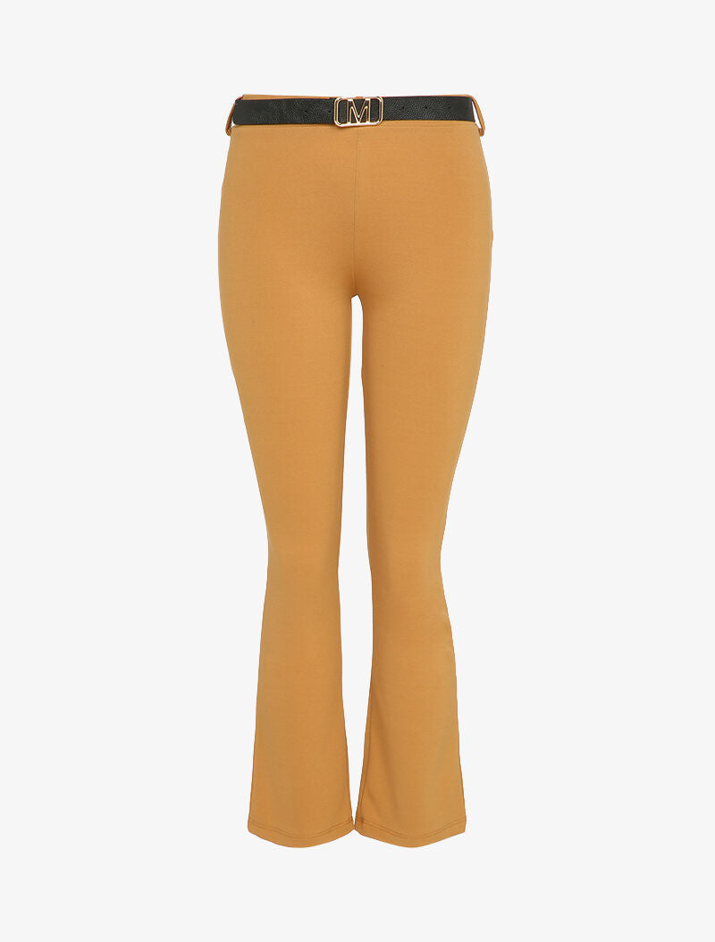 Pantalon flare élastiqué - Camel - 1