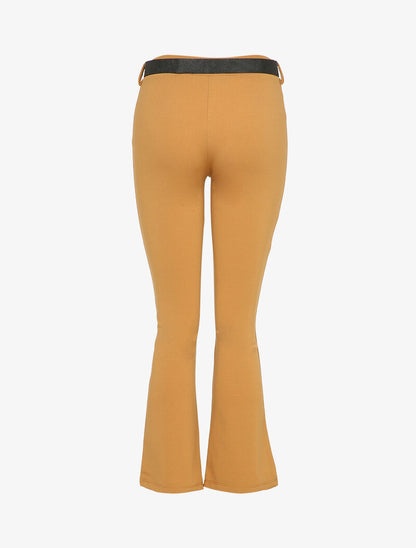 Pantalon flare élastiqué - Camel - 2