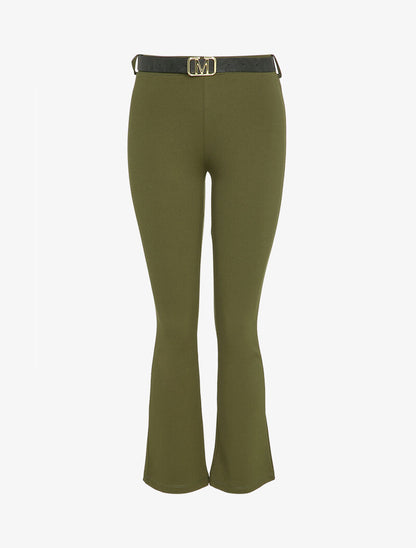 Pantalon flare élastiqué - Kaki - 3