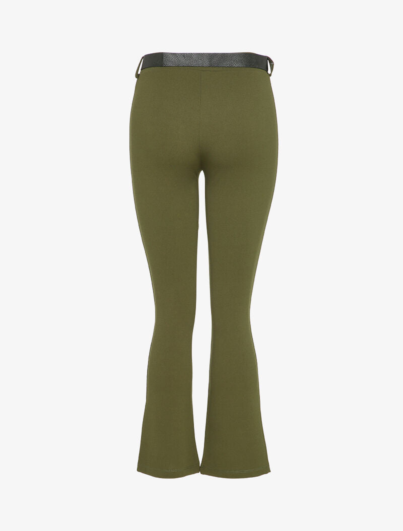Pantalon flare élastiqué - Kaki - 2