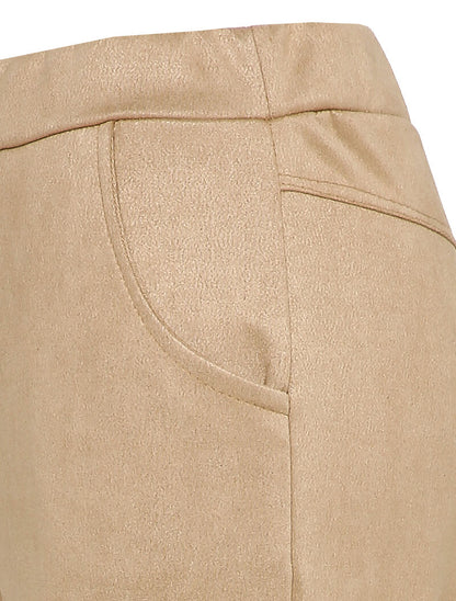 Pantalon droit effet nubuck - Beige - 3