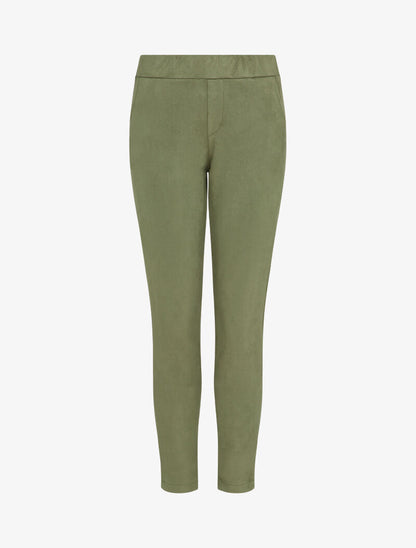 Pantalon droit effet nubuck - Vert olive - 1