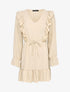 Robe patineuse à épaules et bords volantés - Beige - 1