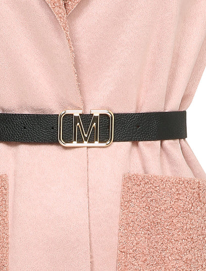 Veste sans manches style peau lainée - Rose poudré - 3