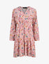 Robe patineuse fleurie à col cache-coeur - Rose poudré - 4