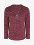 Pull à col V zippé - Bordeaux - 1