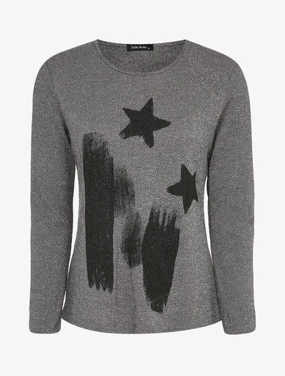 Pull à flocage étoiles - Gris foncé - 1