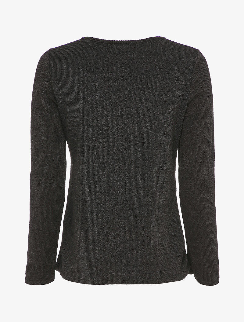 Pull à flocage coeurs lamés - Noir - 2