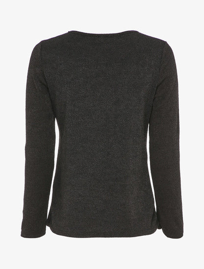 Pull à flocage coeurs lamés - Noir - 2