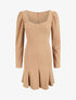 Robe volantée à manches gigot - Camel - 4