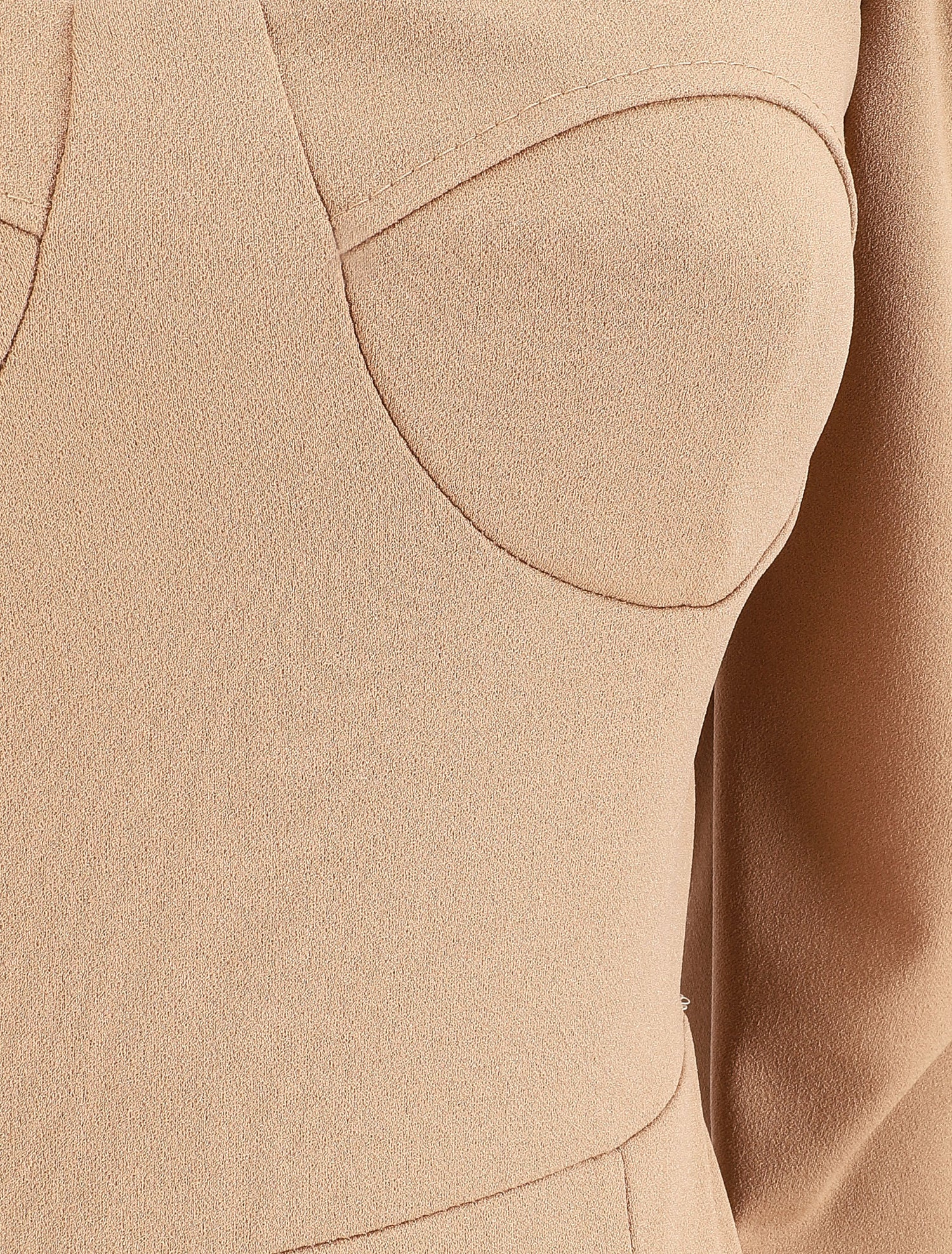 Robe volantée à manches gigot - Camel - 3