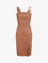 Robe droite en simili à bretelle stylisée - Camel - 1