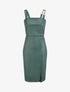Robe droite en simili à bretelle stylisée - Vert - 1