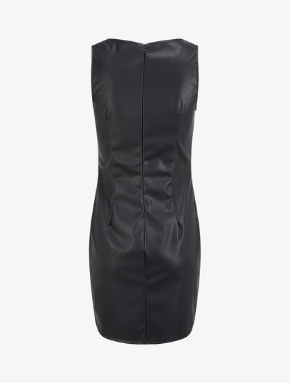Robe en simili à chaîne à maillons stylisés - Noir - 2