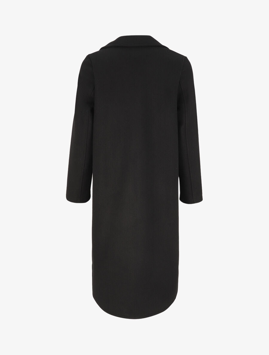 Manteau long à bords asymétriques et détail boutons - Noir - 2