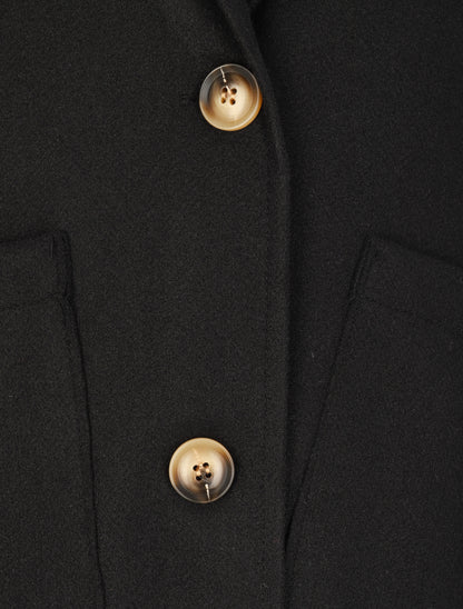 Manteau long à bords asymétriques et détail boutons - Noir - 4