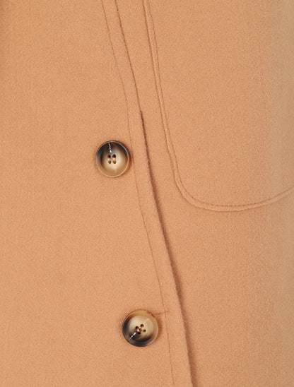 Manteau long à bords asymétriques et détail boutons - Camel - 4