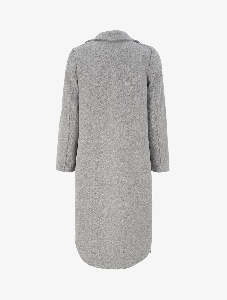 Manteau long à bords asymétriques et détail boutons - Gris - 2