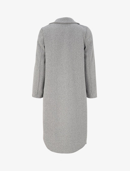 Manteau long à bords asymétriques et détail boutons - Gris - 2