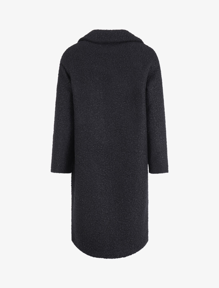Manteau croisé effet laine bouclée - Noir - 2