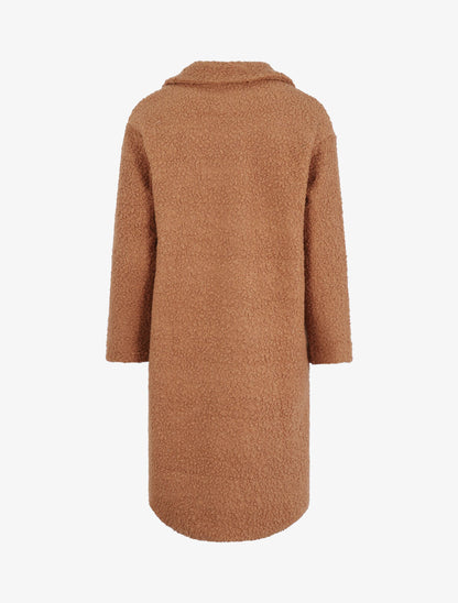 Manteau croisé effet laine bouclée - Camel - 2