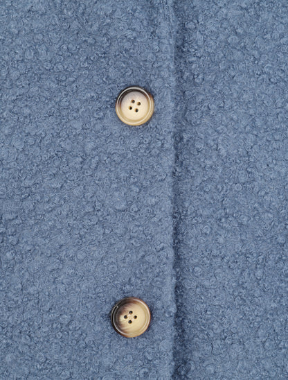 Manteau léger effet laine bouclée - Bleu cendré - 4