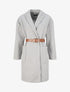 Manteau mi-long à col châle et ceinture - Gris chiné - 1