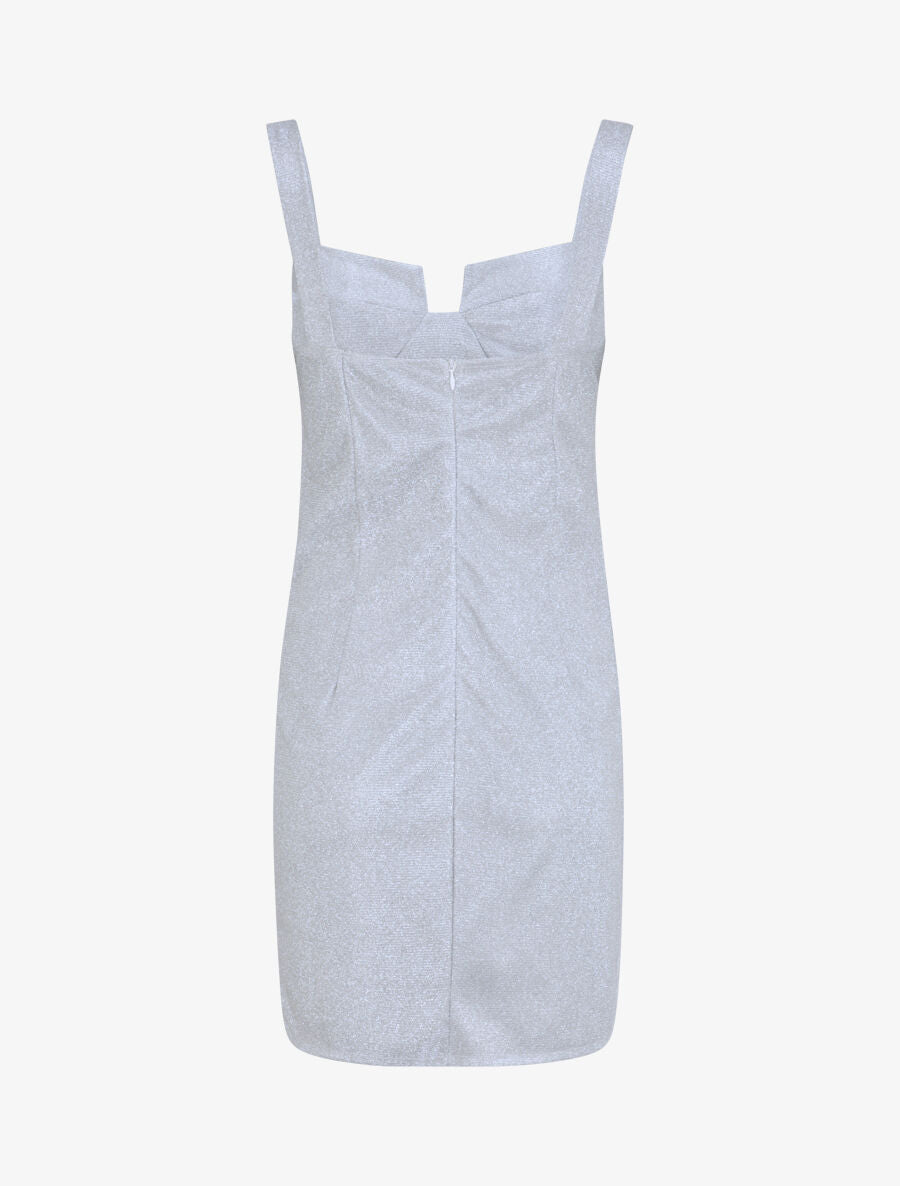 Robe fourreau pailletée à col bustier - Gris clair - 2