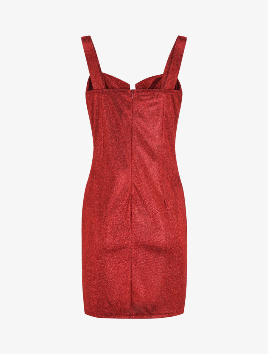 Robe fourreau pailletée à col bustier - Rouge - 2