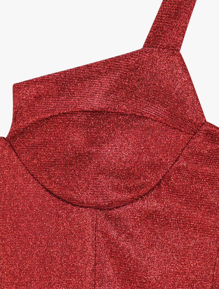 Robe fourreau pailletée à col bustier - Rouge - 3