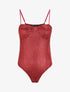 Body pailleté style lingerie - Rouge - 1
