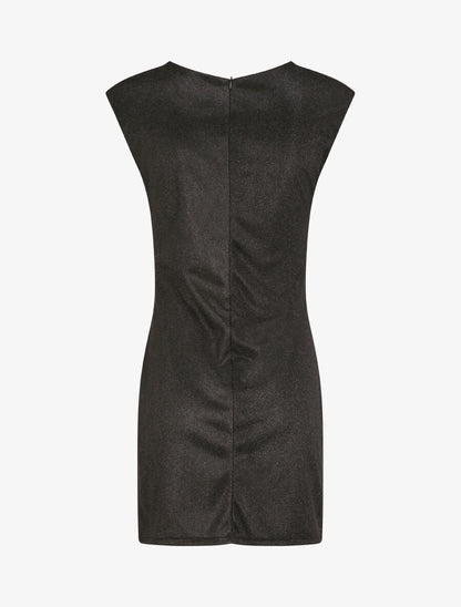 Robe pailletée à col asymétrique et détail drapé - Noir - 2