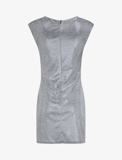 Robe pailletée à col asymétrique et détail drapé - Argent - 2