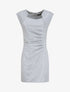Robe pailletée à col asymétrique et détail drapé - Gris clair - 4